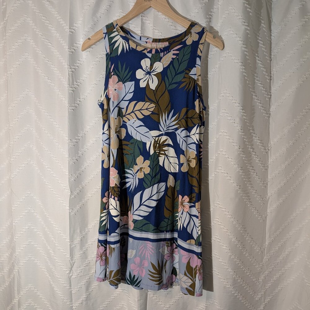 Loft Shift A-Line Sleeveless Tank Tropical Print Dress, Size SP